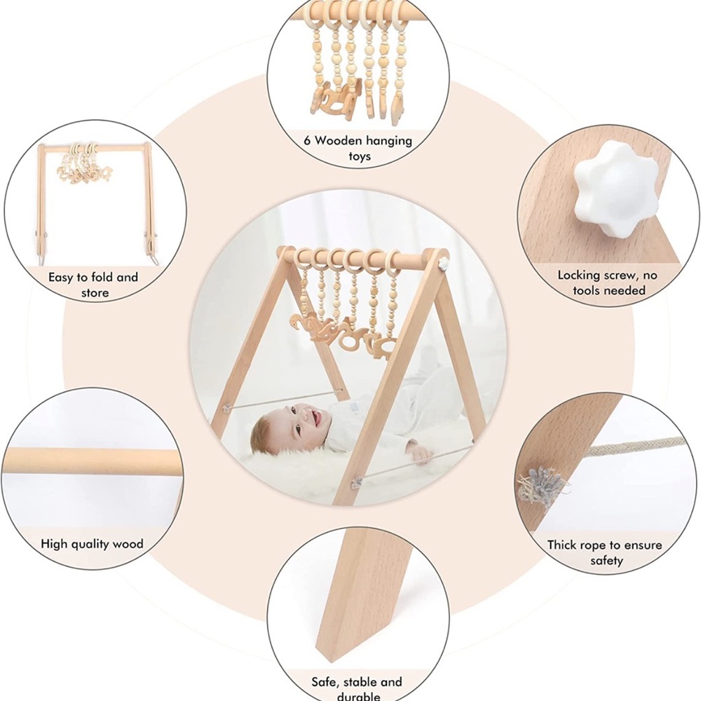 Baby foldable Wooden Play Gym
